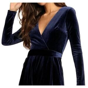 NWT One Clothing Navy Blue Velour Long Sleeve Romper Women's XS